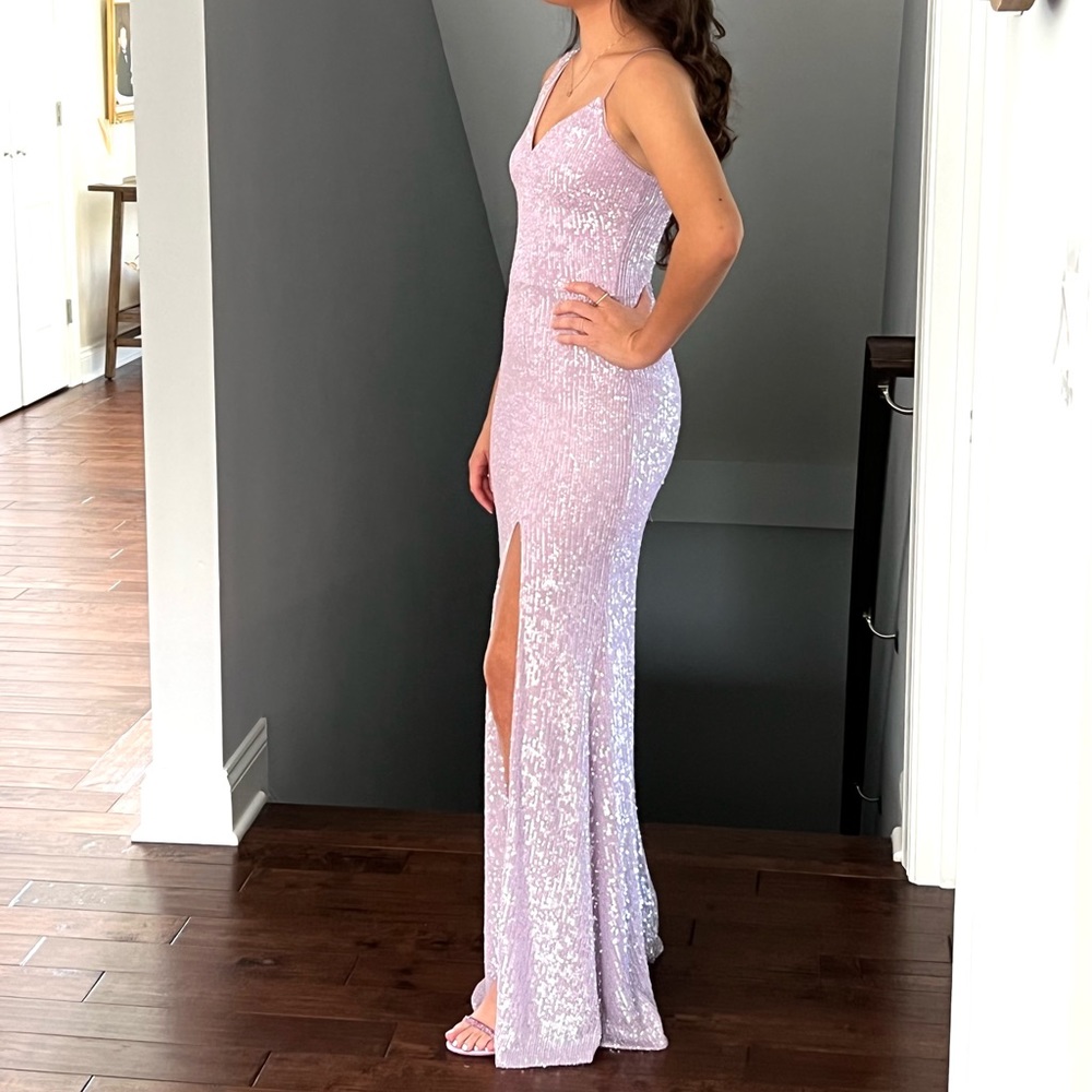Lilac Sequined Asymmetric Gown